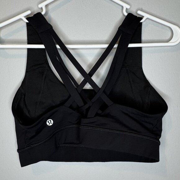 Lululemon Energy Bra 8 Black Sports Gym Workout Strappy Back - Picture 1 of 5
